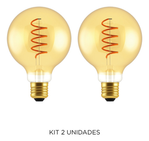 Kit 2 Ámparas Led Vintage Globo Difu. Ámbar E27/5w/1800k