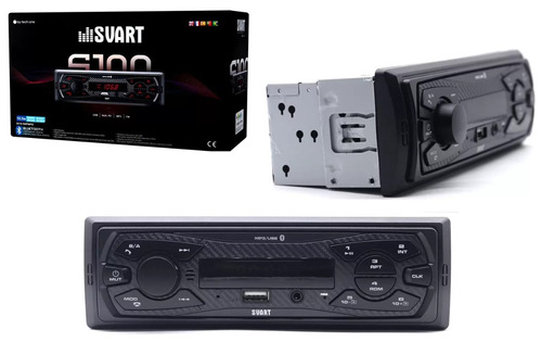 Rádio Automotivo S100 Svart Tech One Mp3 Player Bluetooth