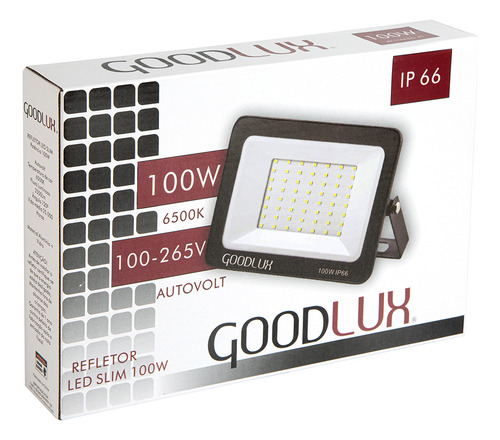 Kit 5 Refletores 100w Goodlux Branco Frio Led 6500k Externo Ip66 Cor Da Carcaça Preto 110v/220v