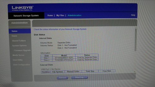 Nas 200 Linksys Cisco + 2 Hd's De 1 Tb Nas200