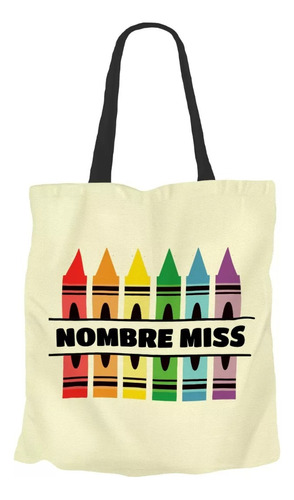 24 Tote Bag Personalizada Nombre Regalo Maestra Miss