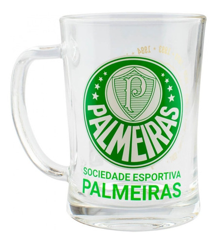 Caneca Em Vidro Gigante Do Palmeiras 650ml