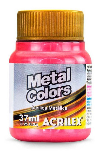 Tinta Acrílica Metálica Acrilex Artesanato 37ml Metal Colors Cor Vermelho - 555