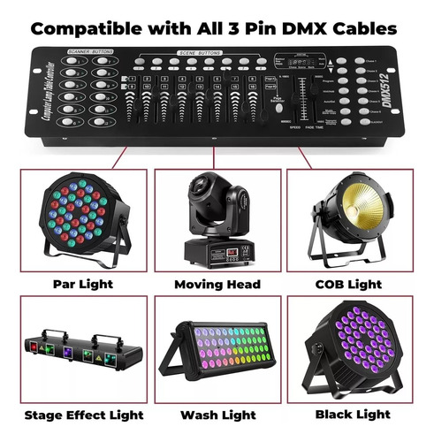 Controlador Dmx 192 Canales Luces Dj Consola 512 Línea 1m
