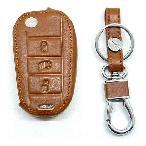 Capa Couro Caramelo Chave Canivete 3 Botões Peugeot 407 408