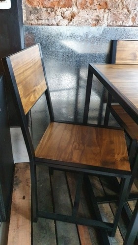 Imagen 4 de 4 de Mesa Hierro Y Madera 210x90 + 10 Sillas Industrial Laqueado