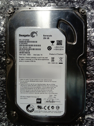 Disco Duro Hdd Seagate 250 Gb Usado. 