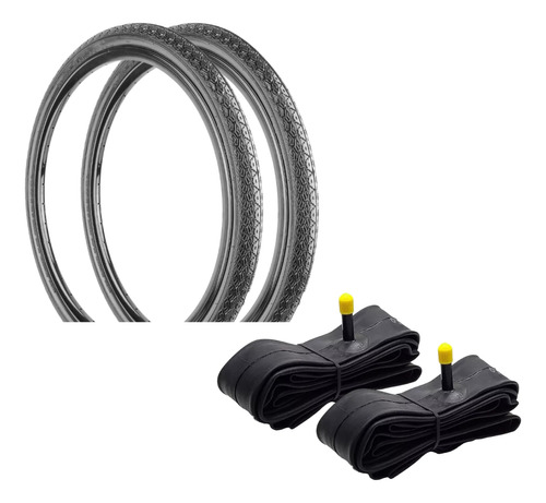 Kit Par De Pneu Aro 26 X 1.1 Kenda + 2 Camara 26 Pe Pirelli Cor Preto