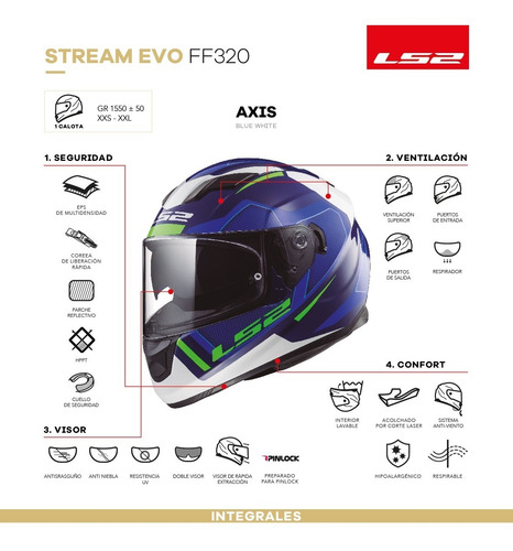 Imagen 4 de 7 de Casco Integral Doble Visor Stream Evo Axis 320 Rolling Motor