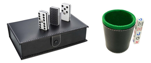 Domino Profesional Baraja Plata + Cubilete Liso + Dados
