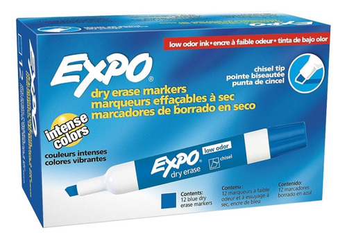 Marcador Expo Borrable Para Tablero Caja X12 Unidades Azul