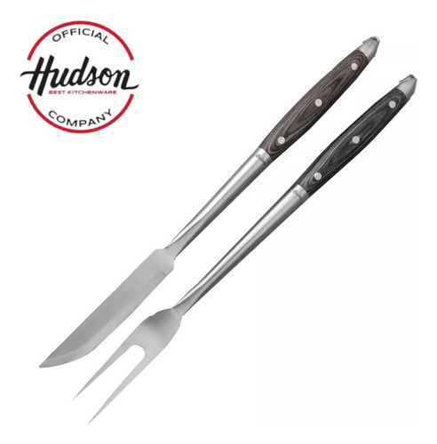 Set Parrillero Hudson 2pz Trinche Y Cuchillo Parrilla Inox