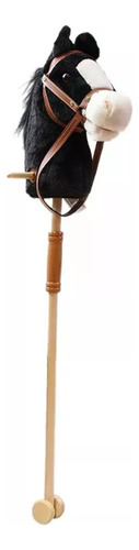 Para Caballo De Madera Con Palo, Juego De Negro Con Rodillo