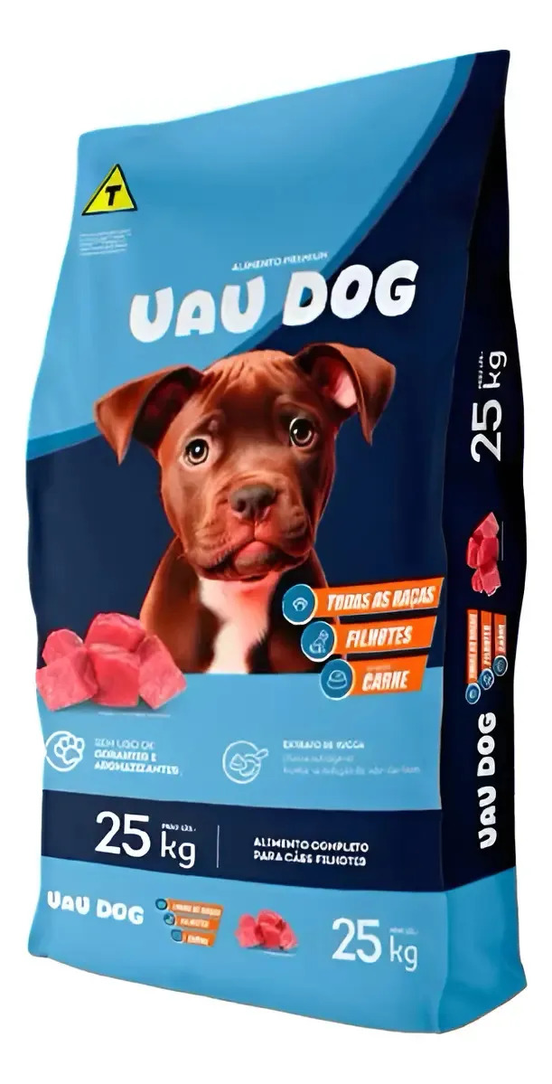 Ração Para Cães Filhotes Uau Dog Carne 25kg - Premium