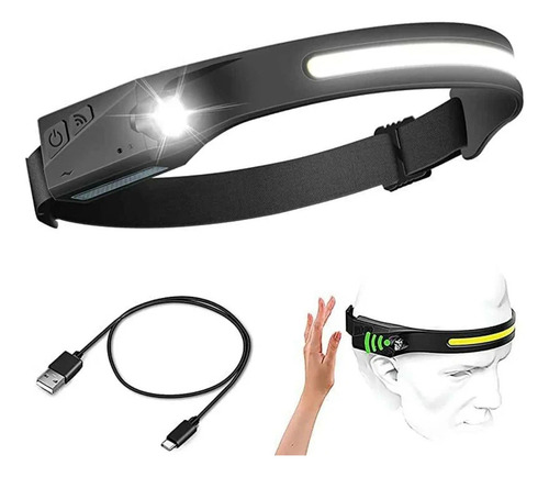 Linterna Minera Vincha Camping Led Con Sensor Ajustable Linterna Negro Luz Blanco