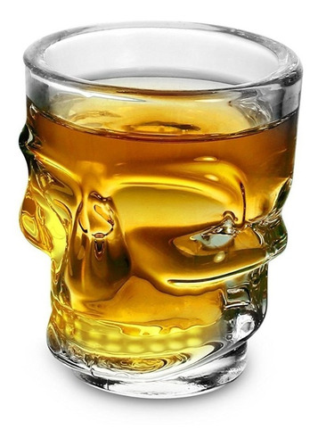 Vaso Shot Tequilero Vidrio Forma Calavera Mini Craneo 60ml Color Blanco