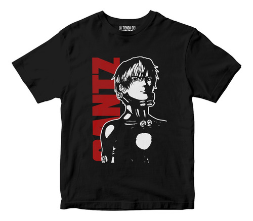 Playera Anime Gantz Kei Kurono Panel Blanco Logo Rojo V2