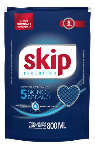 Jabón líquido Skip Evolution tradicional antibacterial repuesto 800 ml