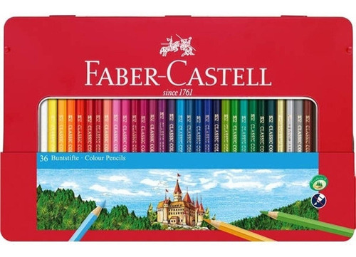 Lapices Faber Castell Lata Roja Estuche X36 Colores Intensos