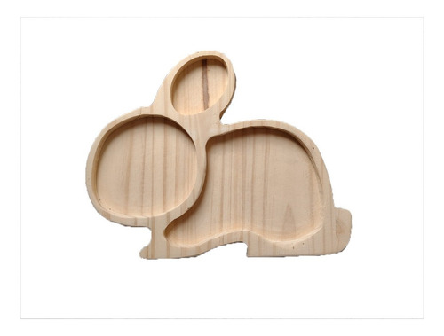 Imagen 1 de 4 de Plato Madera Conejo Pascuas Mundopino