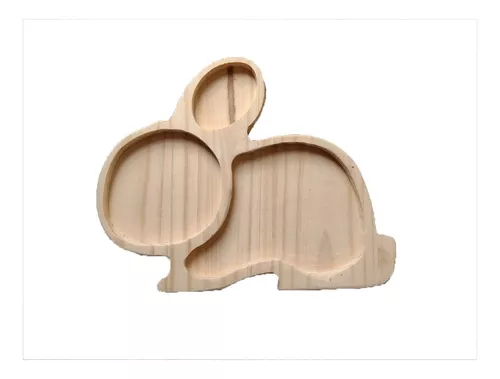Plato de madera – conejo – – Dos Pandas