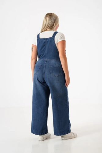 Jardinero Wide Leg Jean Mujer Enterito Recto Talles Grandes Azul 52