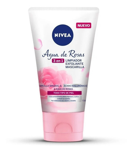 Agua De Rosas Nivea Limpiador Exfoliante Y Mascarilla 150 Ml