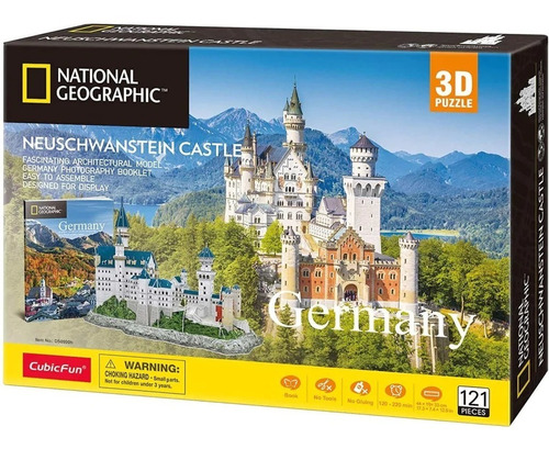 Puzzle 3d Neuschwanstein Castle Natgeo 121 Pcs - Cubicfun