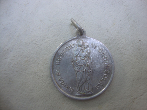 Antigua Medalla Maria Del Rosario De San Nicolas 2,5 Diam