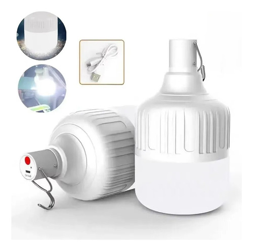 Mh - 2 Lâmpadas Led Recarregáveis Usb De 500 W, Luminária