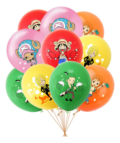One Piece Set De Fiesta Decoración Cumpleaños Con Globos Color Azul Lunares