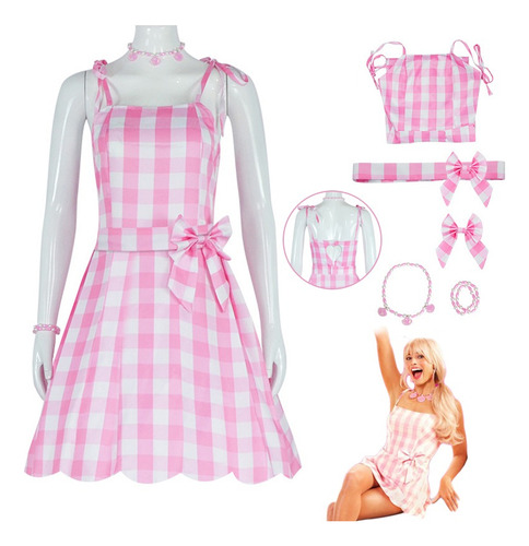 Disfraz De Barbie De Margot Robbie Para Mujer Y Adulto, Vestido De Fiesta De Cumpleaños De Halloween