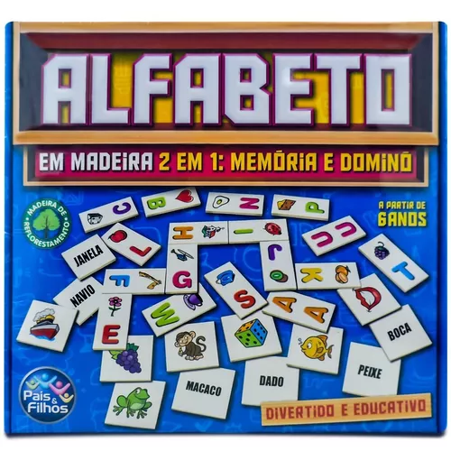 Jogo Educativo Alfabeto 2 Em 1 Memoria Domino Madeira 6 Anos