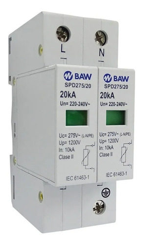 Protector Descargas Atmosfericas 1p+n 20ka Sobretension Baw 