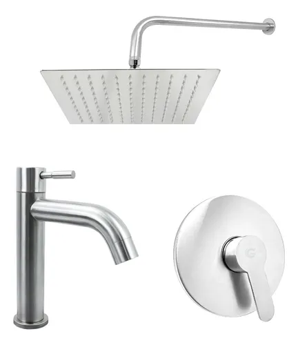 Kit Ducha Cuadrada Sat n 20cm grifer a Agua Fr a monocontrol