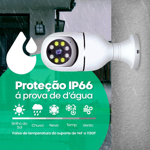 Câmera De Segurança Lâmpada Wifi Com Visão Noturna Interna