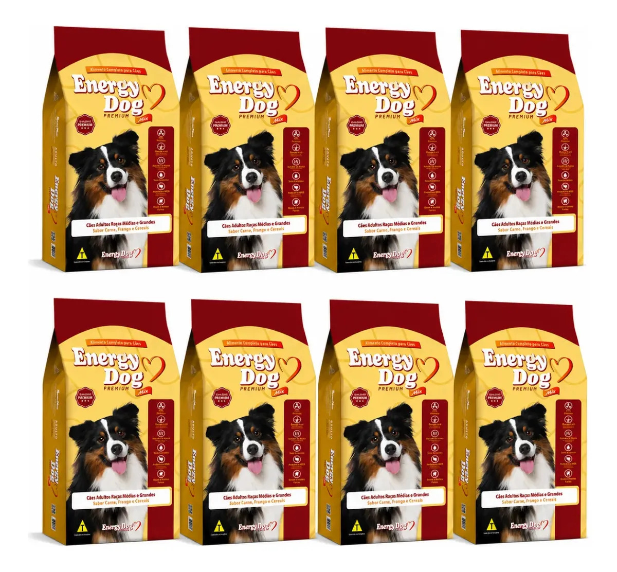 Kit 8 Ração Para Cães Adulto Energy Dog 22% Proteína 1kg