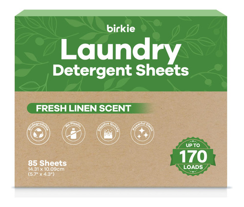 Birkie Hojas De Detergente Para Ropa (170 Cargas), 85 Hojas,
