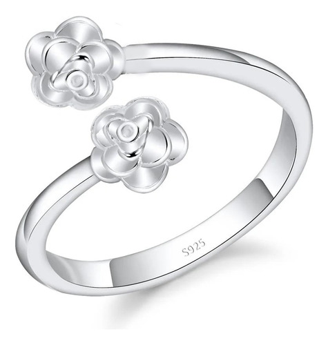 Anillo Baño Plata 925 Flor Rosa Para Mujer Amor Reina 