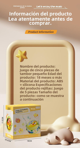 .. Set De 5 Juguetes Para Niños Con Forma De Tambor Con