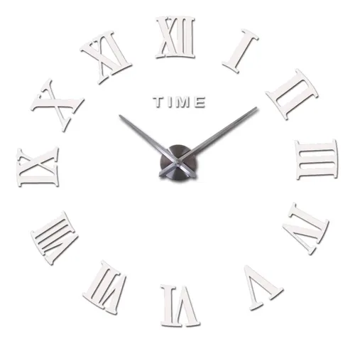 Reloj De Pared 3d Tama o Mini 50 X 50 Cm Color Plateado Cuotas