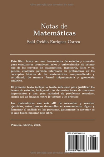 Notas De Matematicas Tomo Ii: Trigonometria Y Geometria Anal