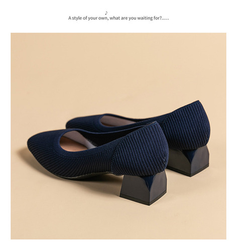 Zapatos Tejidos Transpirables De Tacón Medio De 4 Cm 2024 [u