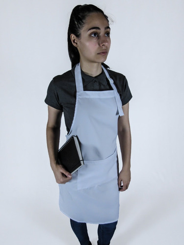 Avental Oxford 1 Bolso E Regulagem Top Chef Cozinha Garçom Cor Branco