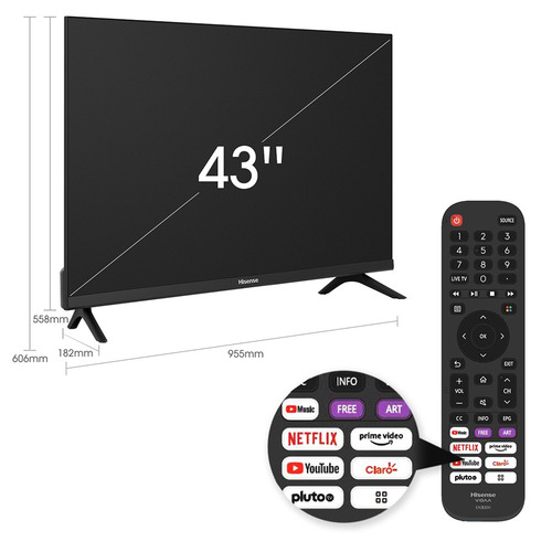 Imagen 5 de 5 de Smart TV Hisense 43A42H LED Vidaa Full HD 43" 220V