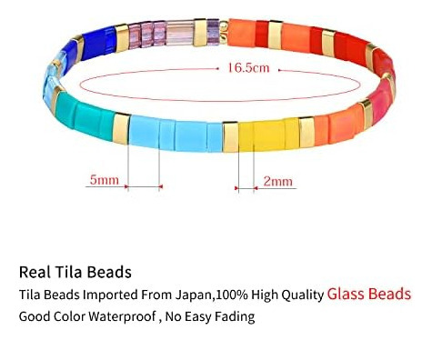 T Kelitch Arco Iris Miyuki Pulseras Elásticas Con Cuentas