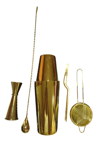 Kit De 5 Pz De Coctelería O Mixología Color Oro. Bartender