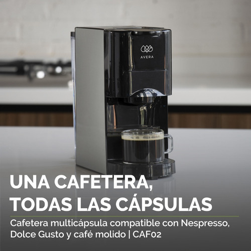Avera Cafetera Multicápsulas Eléctrica Expresso 800 Ml Caf02 Color Plateado Negro/plateado