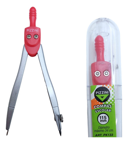 Compas Escolar Metálico Pizzini Pk 133 Varios Colores