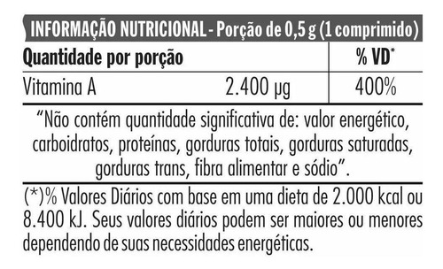 Vitamina A 8.000 Ui 30 Comprimidos Stem Pharmaceutical